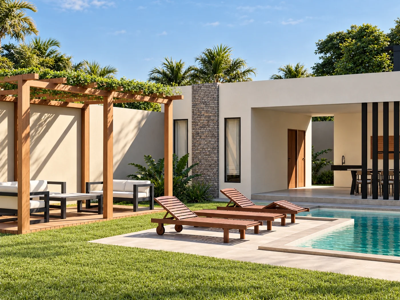 Piscina integrada a la galería